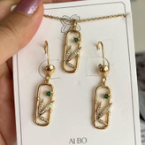 نیم ست با نگین سبز طرح طلا برند AIBO