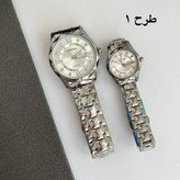 ساعت ست زنانه و مردانه استیل نقره ای