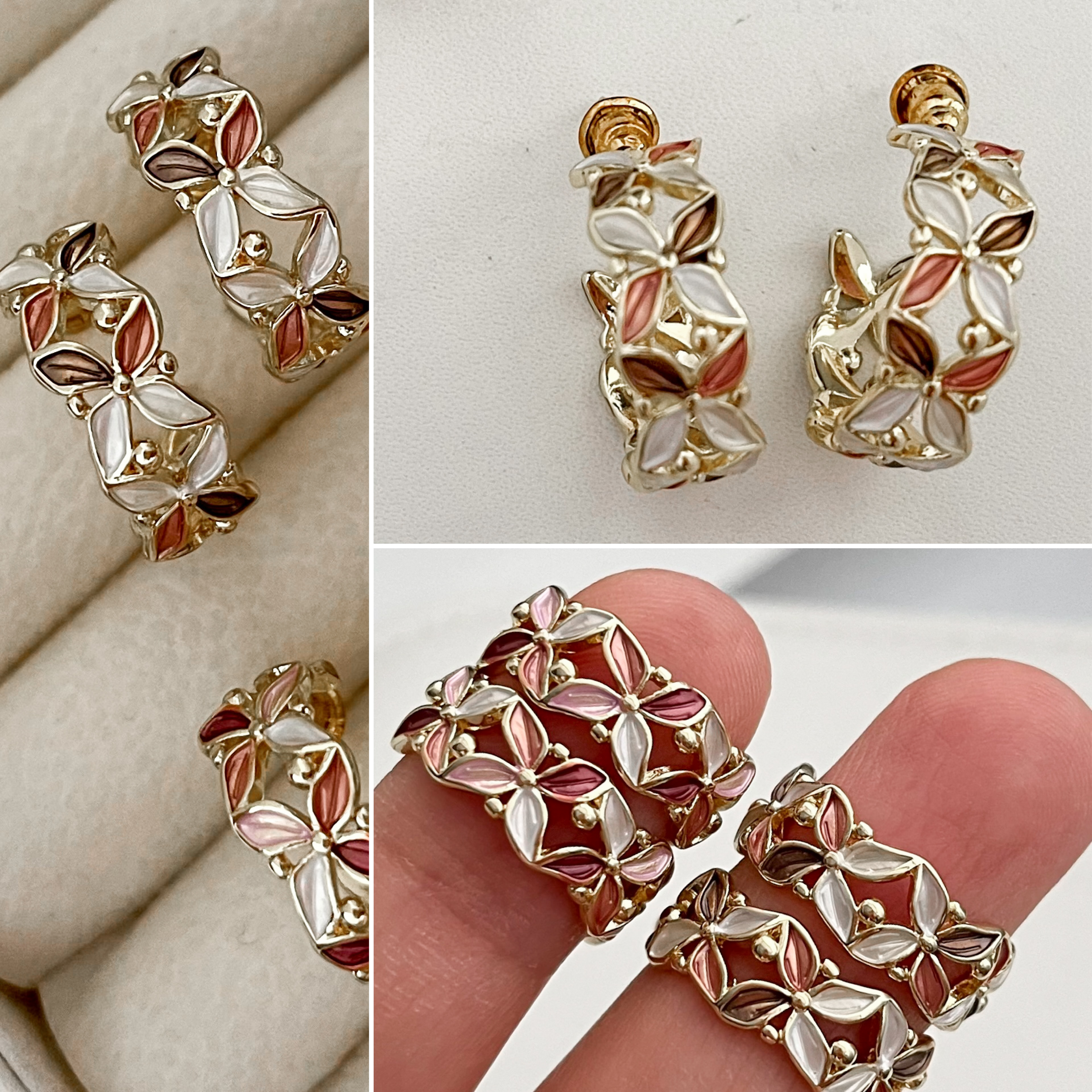 گوشواره میخی میناکاری گل